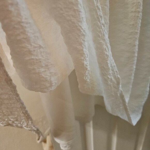 dRA Los Angeles Boho Creme Krinkle Gawzy Fun Puff Sleeve Oversize midi dress M - Picture 8 of 9